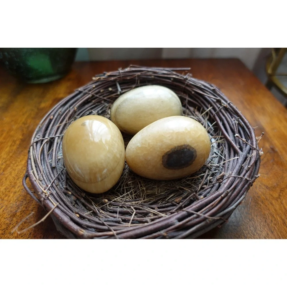 Decorative‎ Stone Eggs in Nest - Faux Bird Eggs - Easter Decor